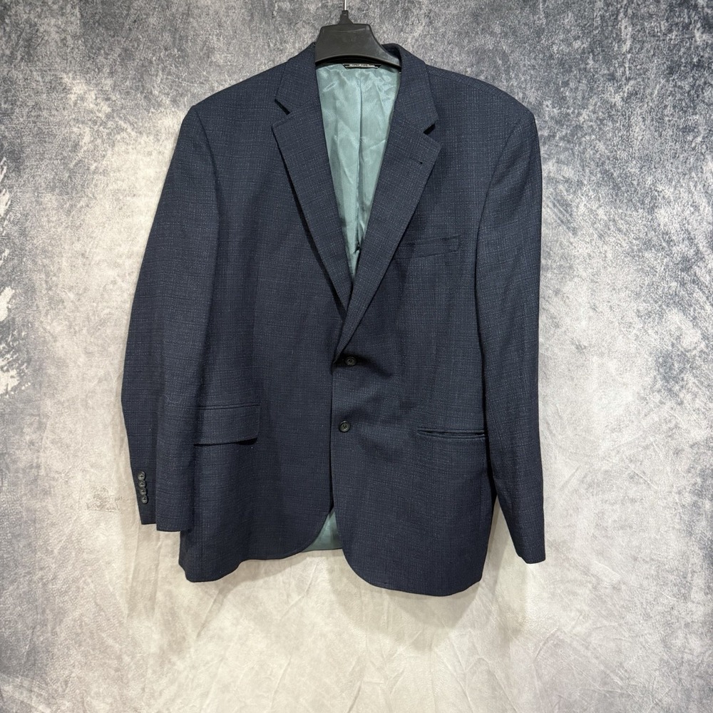 saks fifth avenue blazer Men's Navy Wool 2 Button 46R Wool Sport Coat